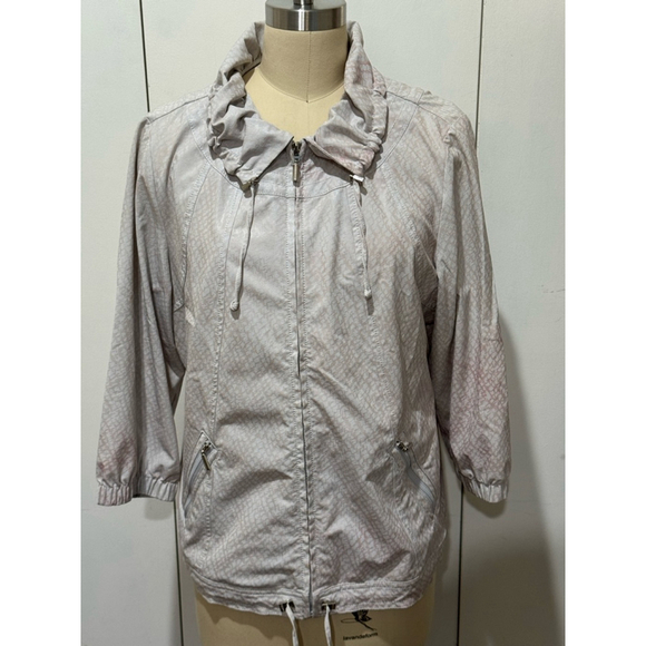 Chico's Jackets & Blazers - Chico's iridescent Jacket Size 2/size 12 Beige pink Lightweight Zip drawstring